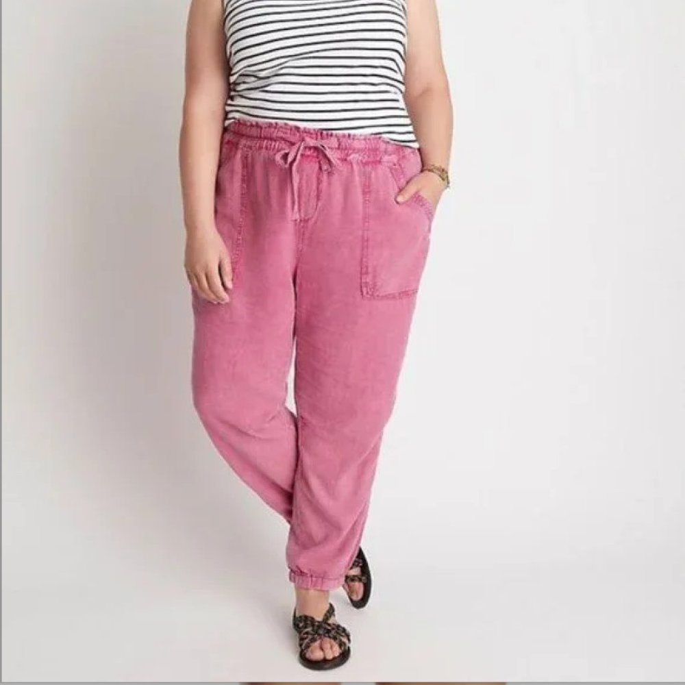 Anthropology Pink Linen Utility Pants Womens Size Medium